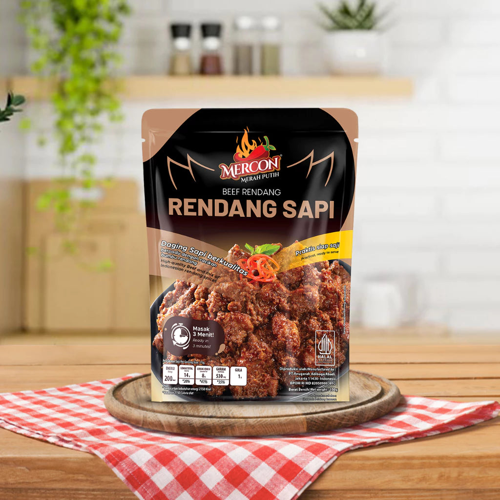 Mercon Merah Putih - Authentic Beef Rendang (Freshly Sealed & Ready to Eat) | Shelf-Stable & No Refrigeration Required